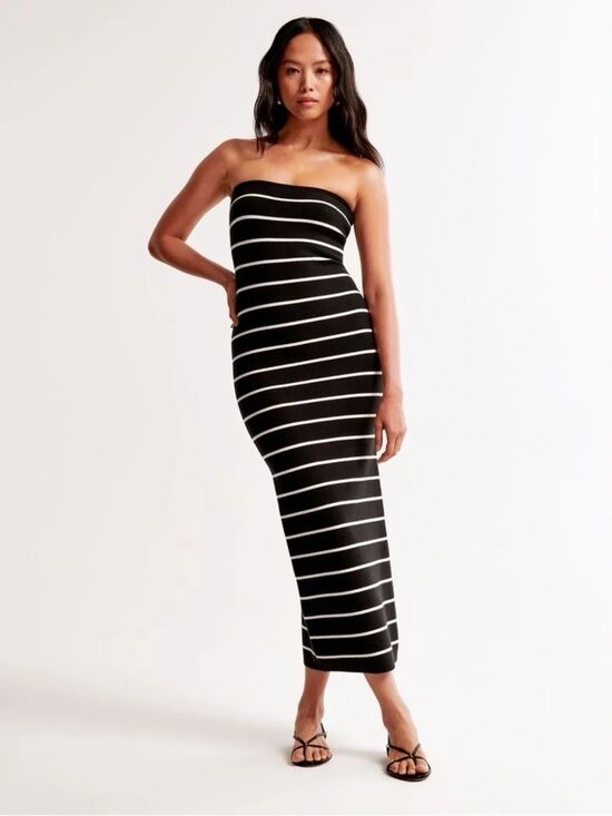 Abercrombie & Fitch Dresses & Skirts - NWT Abercrombie & Fitch | Strapless Midi Sweater Dress | stripes black white